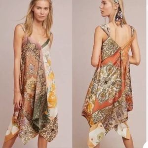 Anthropologie Printed V-Neck Maxi Dress